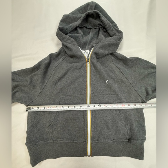 ZYIA Dark Gray Cropped Zip Hoodie with Yellow Trim - Picture 11 of 14